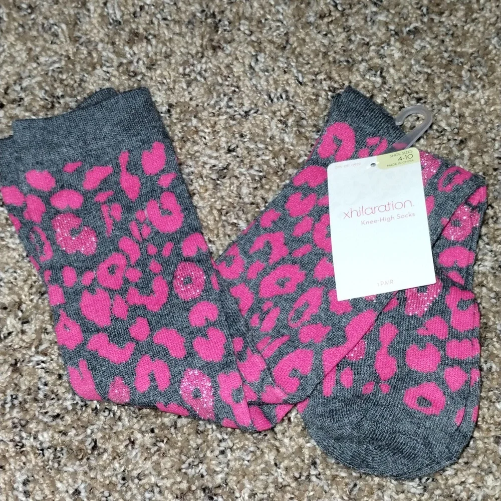 Pink Cheetah Print Socks